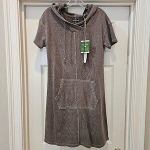 NWT Toad&Co Brown Epique SS Sweatshirt Hoodie Dress Hemp + Organic Cotton; Small